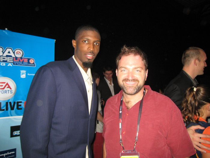 Hakim Warrick of the Grizzlies with Joseph Heilner in Malaga, Spain — with Joseph Heilner of CatalysCo